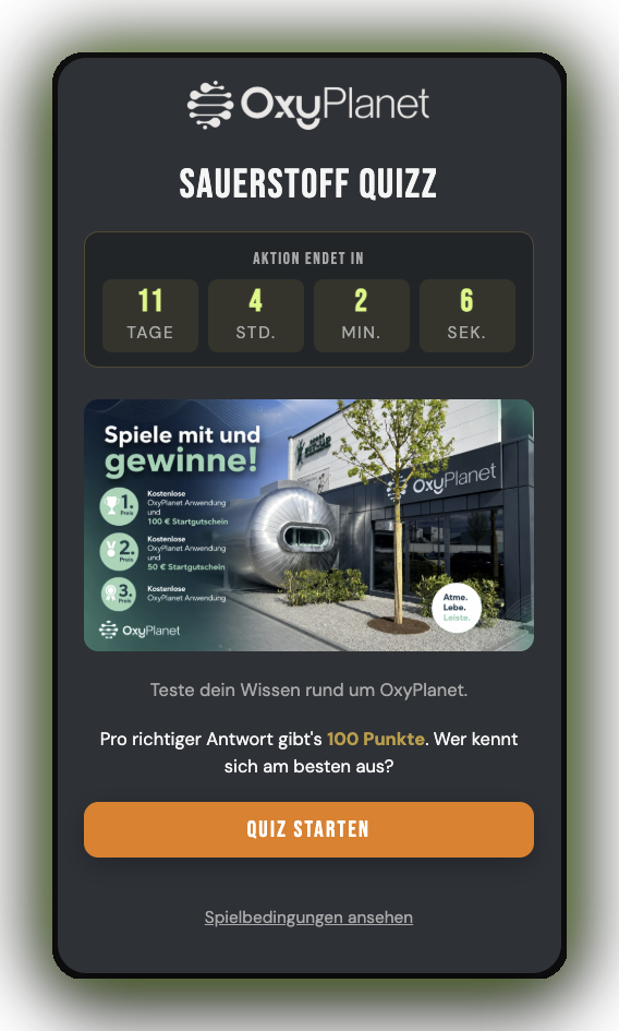 OxyPlanet — Sauerstoff-Quiz